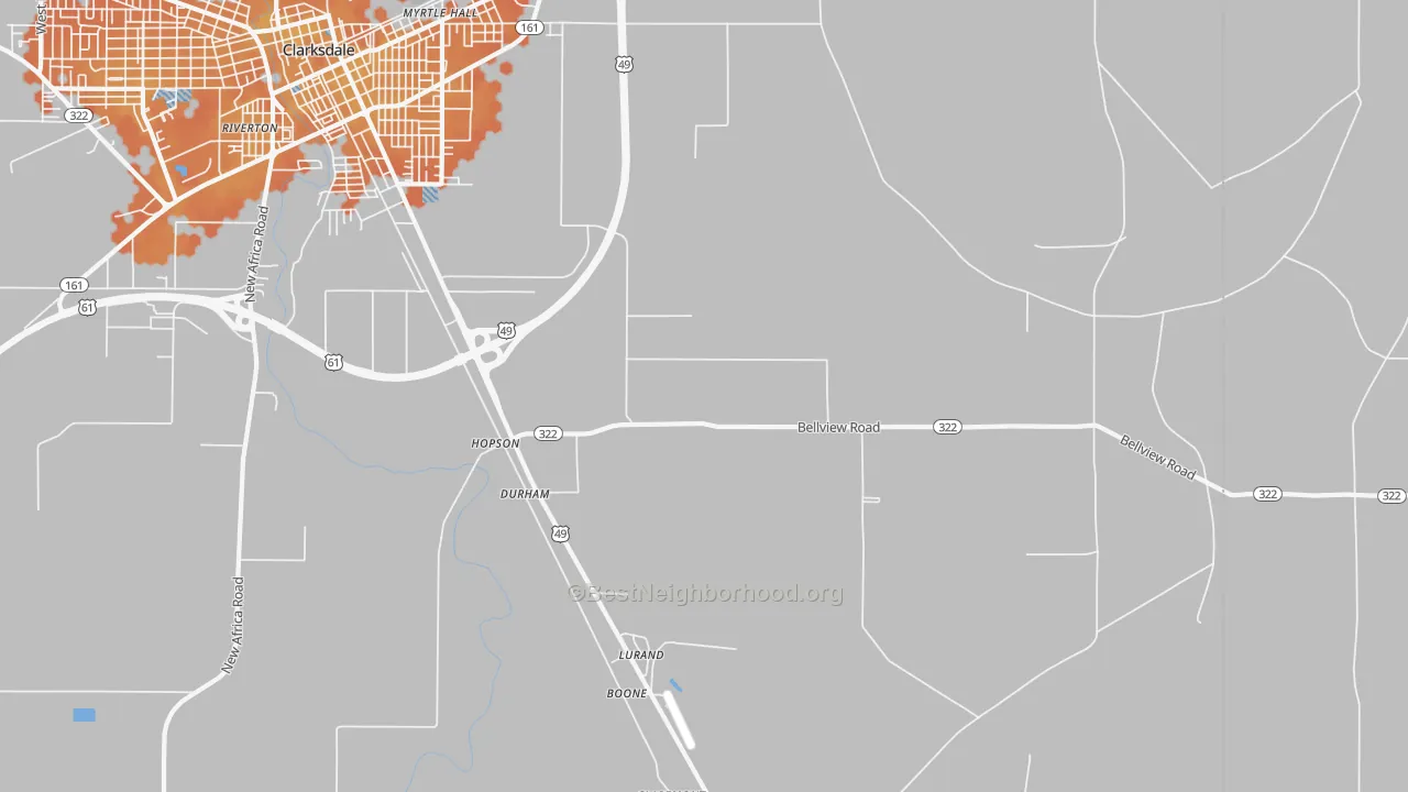 Bike Grade map of Lurand, MS