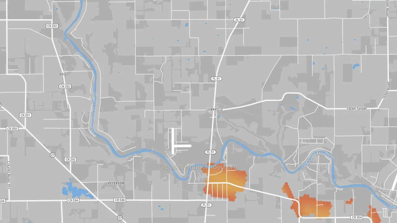 Bike Grade map of Luraville, FL