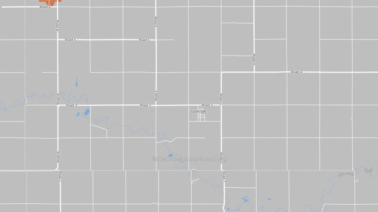 Bike Grade map of Lushton, NE