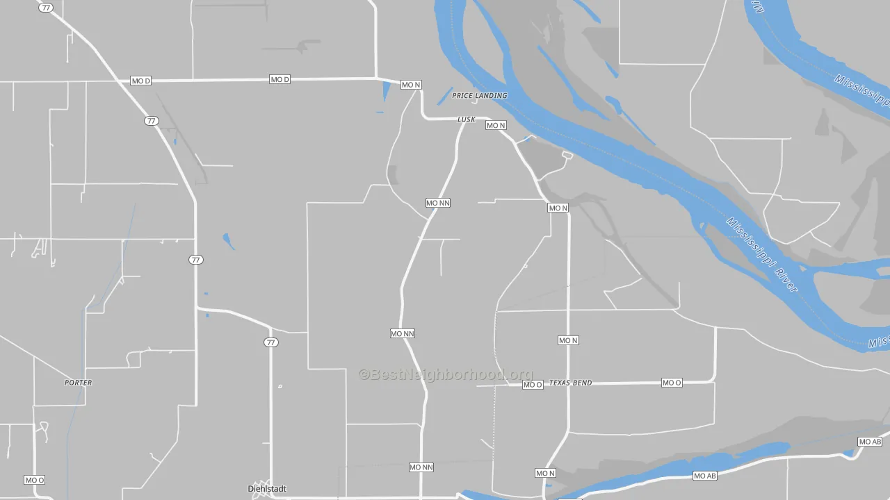 Bike Grade map of Lusk, MO