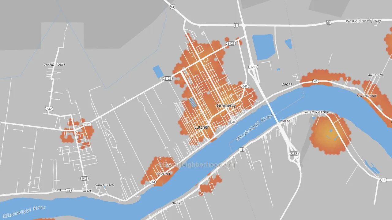 Bike Grade map of Lutcher, LA