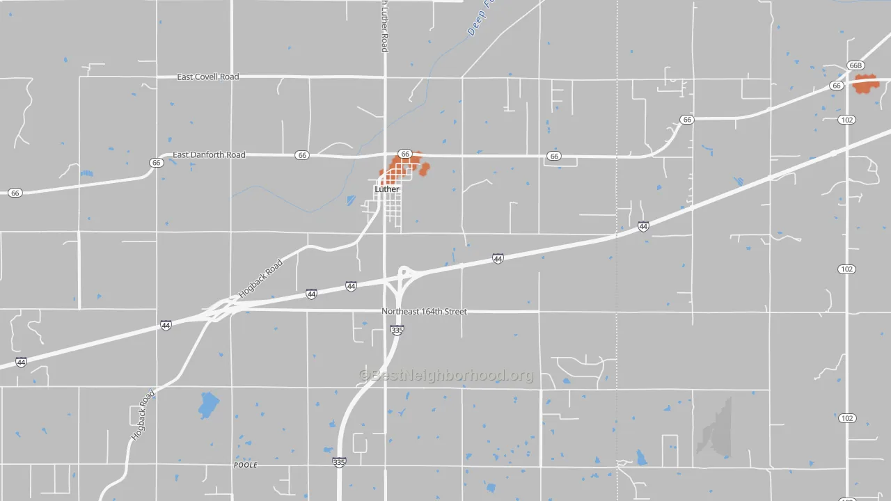 Bike Grade map of Luther, OK
