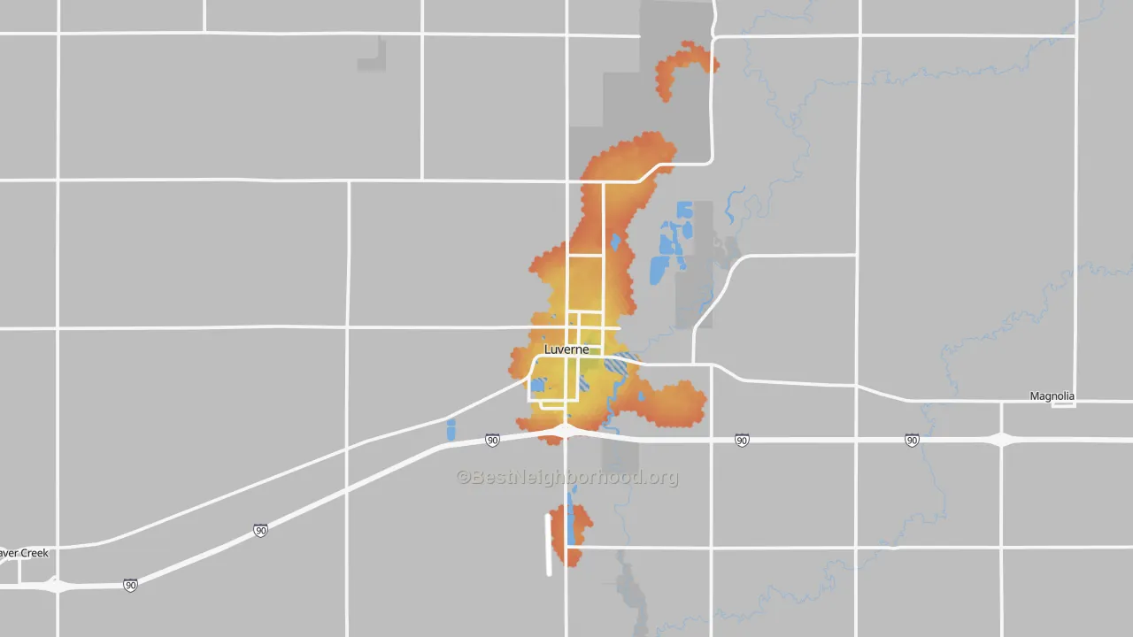 Bike Grade map of Luverne, MN