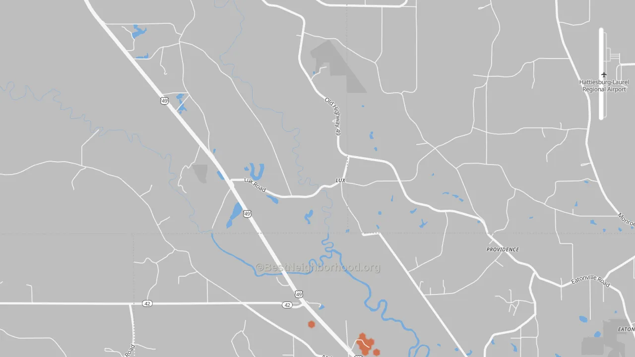 Bike Grade map of Lux, MS
