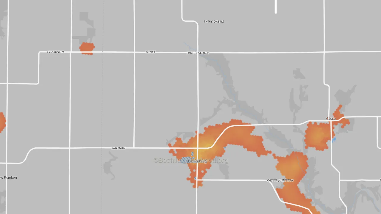 Bike Grade map of Luxemburg, WI