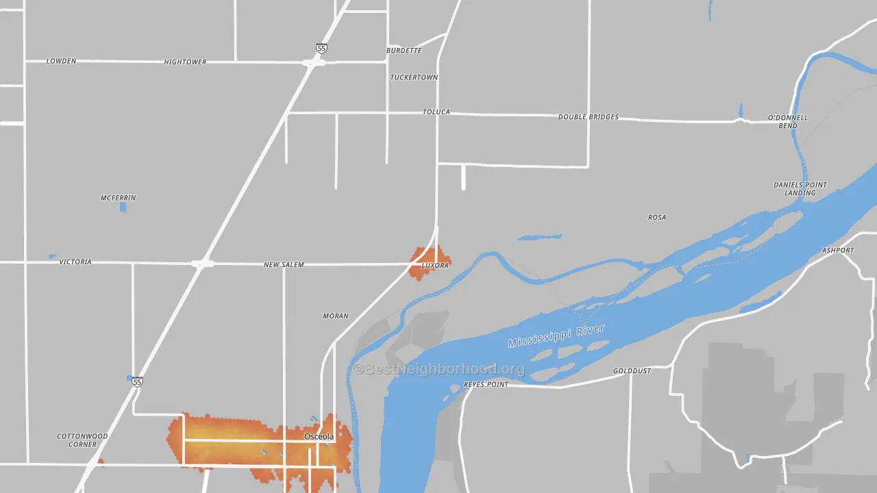 Bike Grade map of Luxora, AR