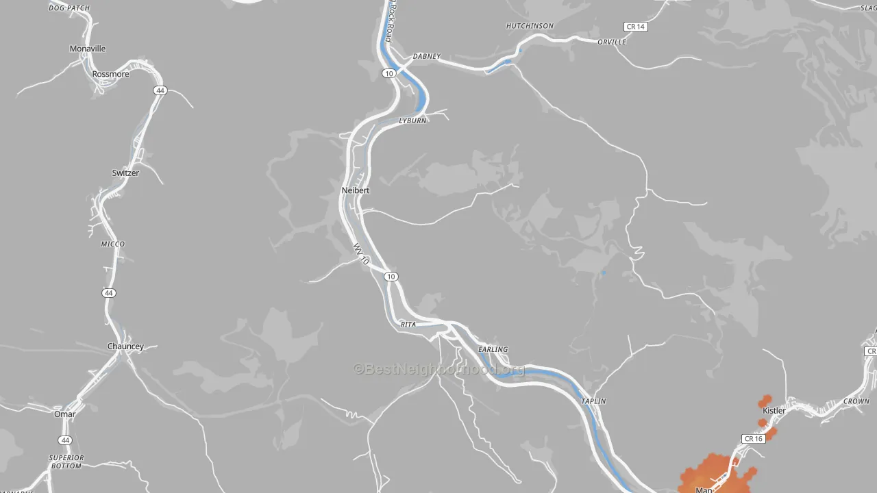 Bike Grade map of Lyburn, WV