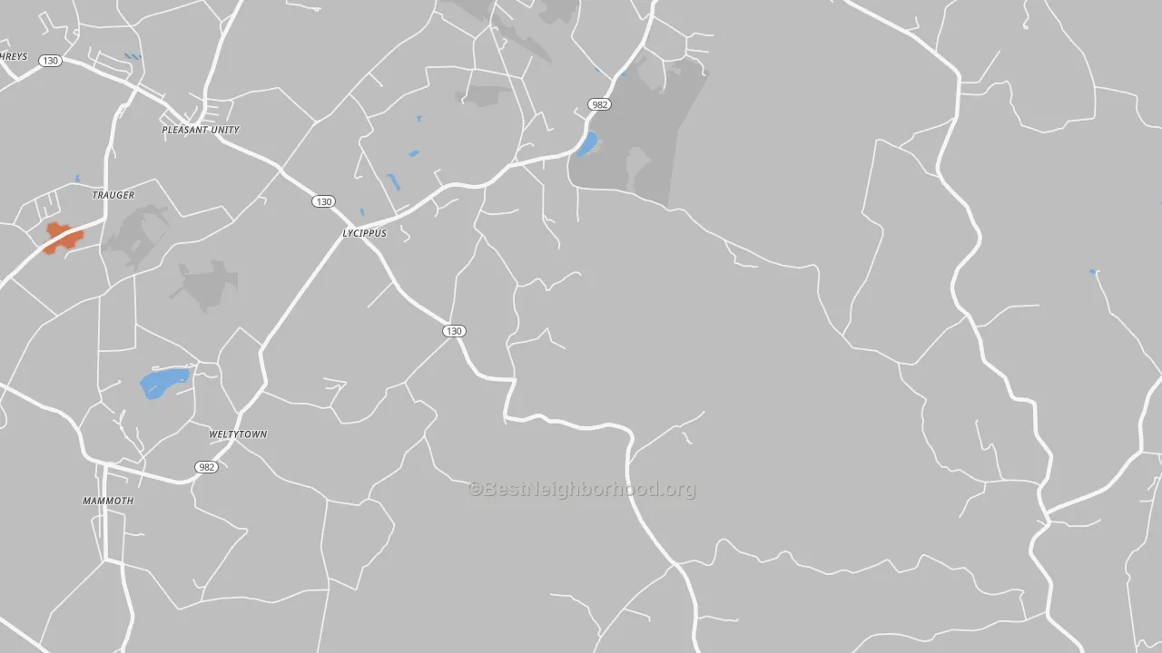 Bike Grade map of Lycippus, PA
