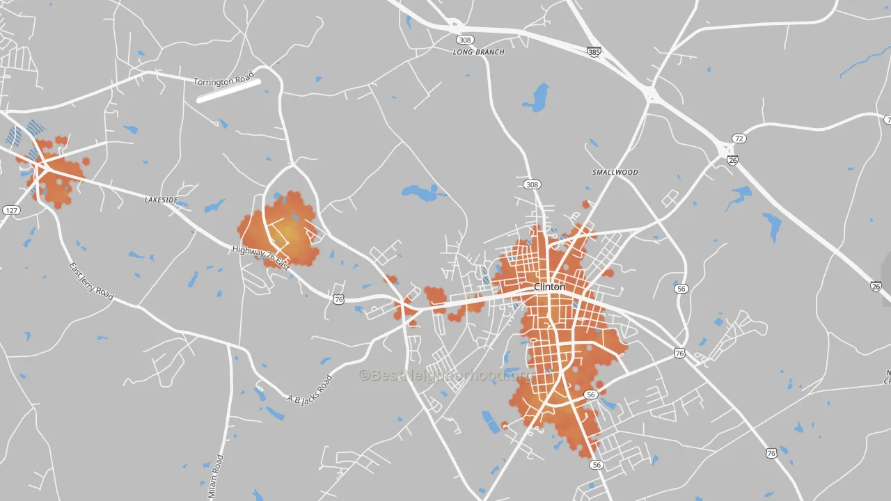 Bike Grade map of Lydia Mills, SC