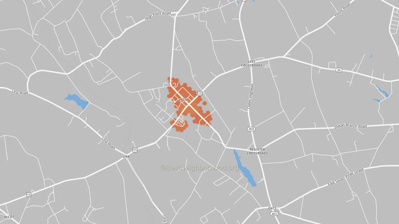 Bike Grade map of Lydia, SC