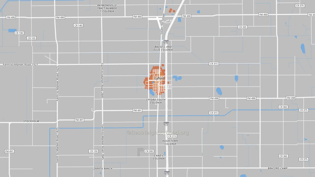 Bike Grade map of Lyford, TX