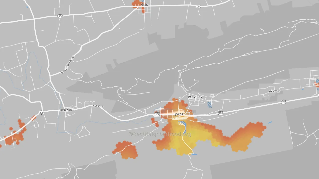 Bike Grade map of Lykens, PA