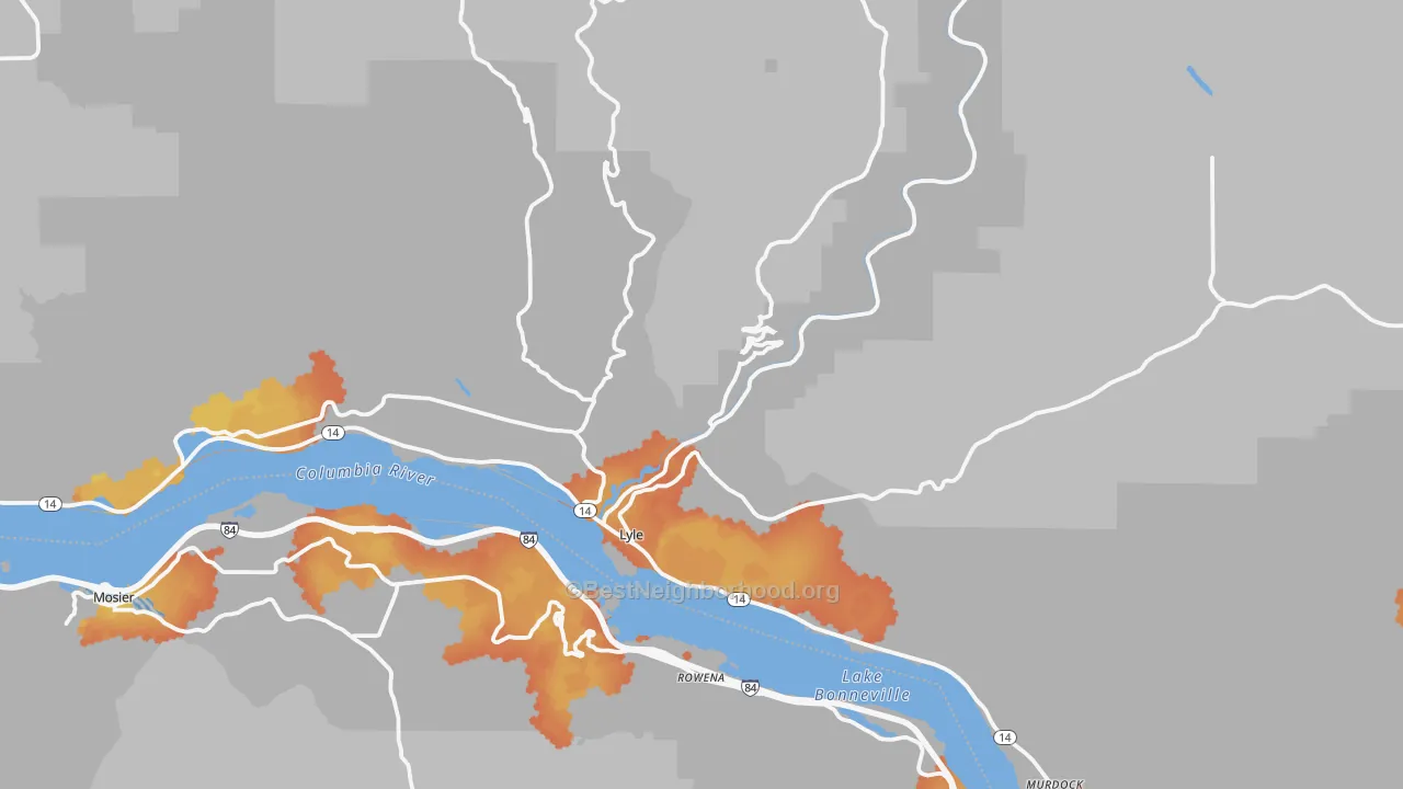 Bike Grade map of Lyle, WA