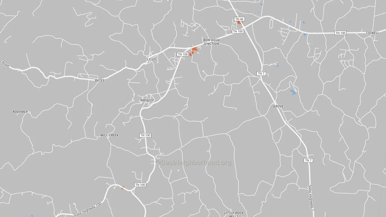 Bike Grade map of Lyles, TN