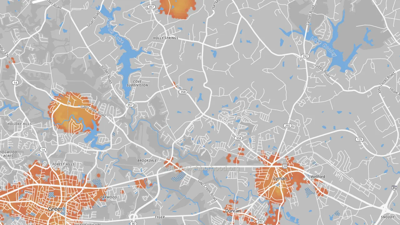 Bike Grade map of Lyman, SC