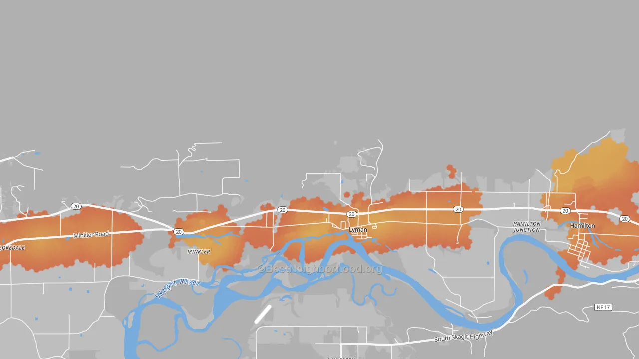 Bike Grade map of Lyman, WA