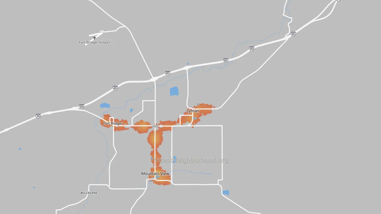Bike Grade map of Lyman, WY
