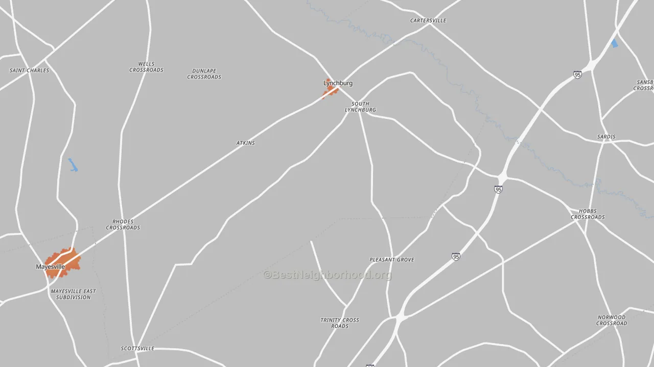 Bike Grade map of Lynchburg, SC