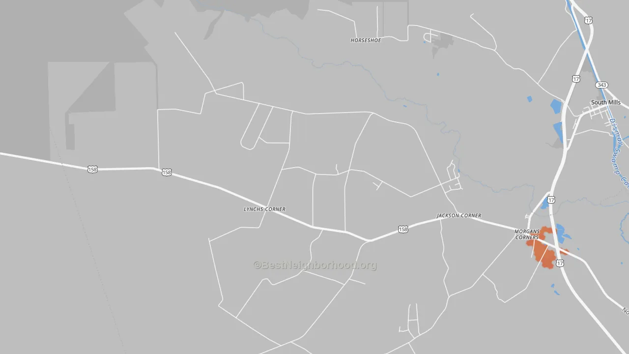 Bike Grade map of Lynchs Corner, NC