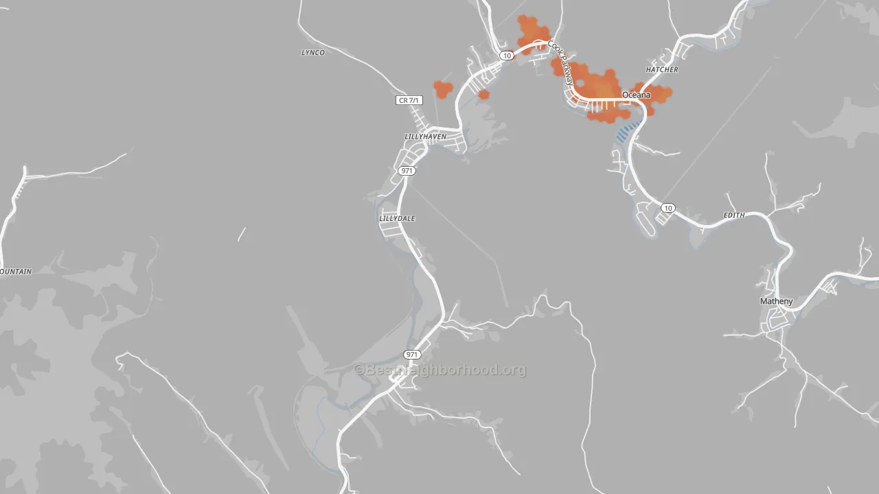 Bike Grade map of Lynco, WV