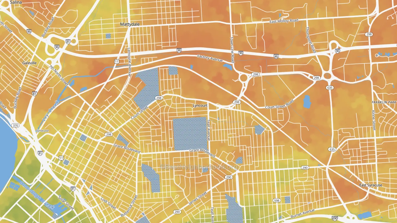 Bike Grade map of Lyncourt, NY