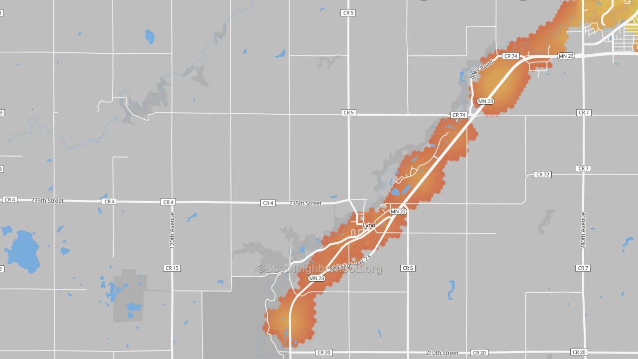 Bike Grade map of Lynd, MN