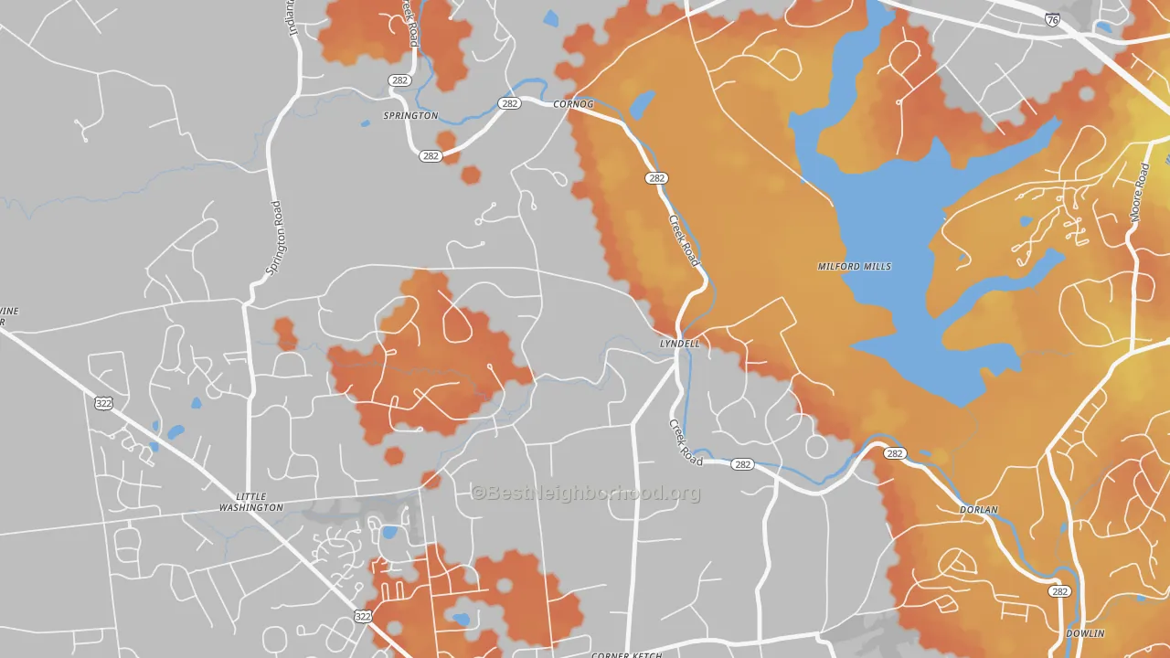 Bike Grade map of Lyndell, PA