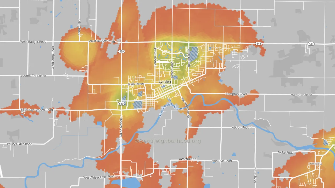 Bike Grade map of Lynden, WA