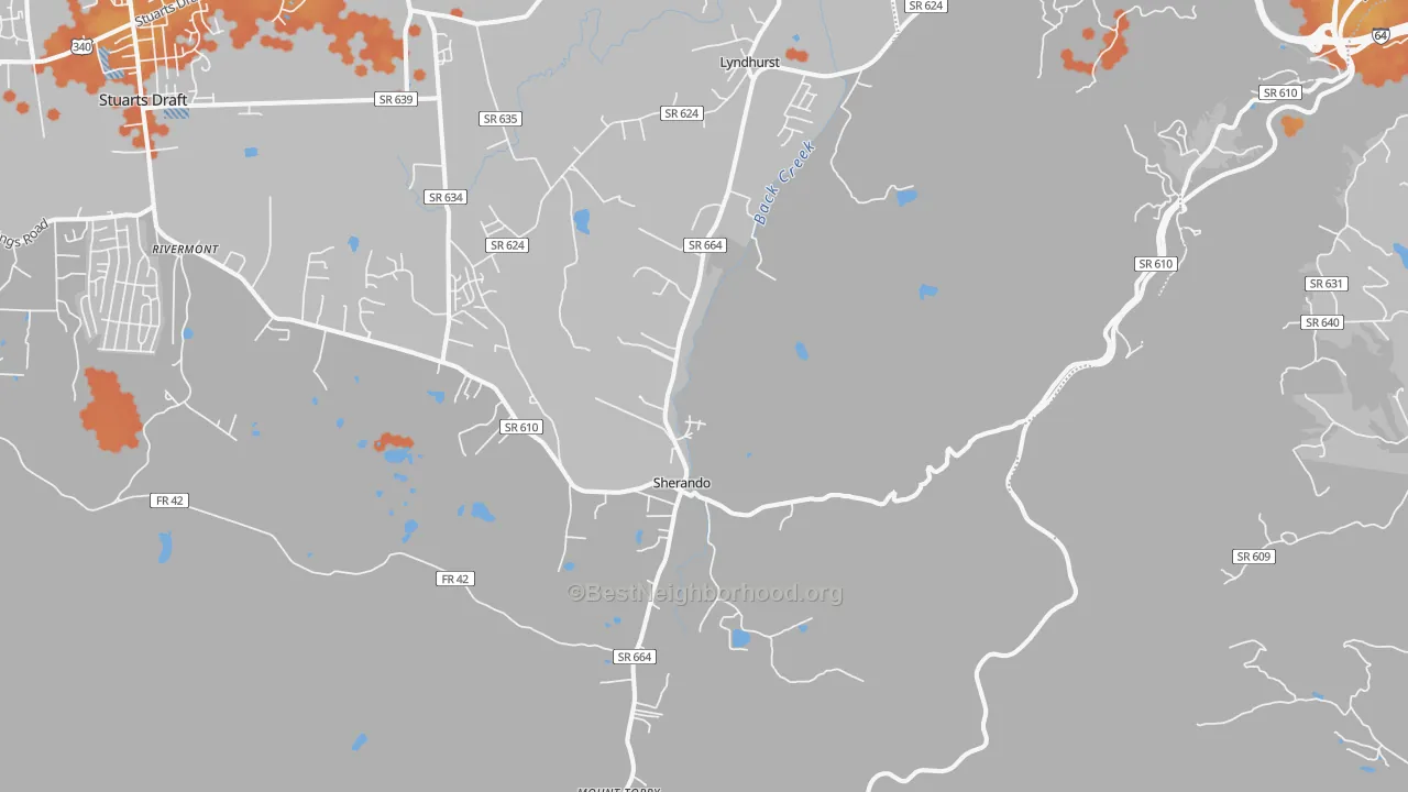 Bike Grade map of Lyndhurst, VA