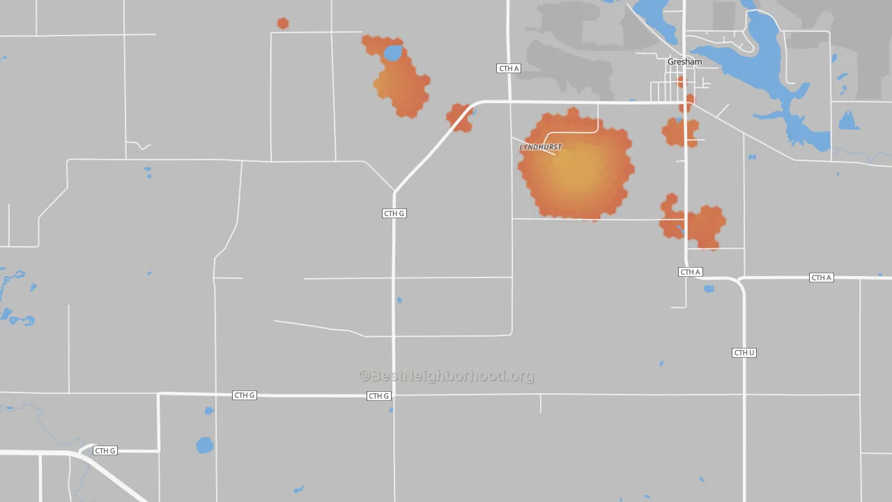 Bike Grade map of Lyndhurst, WI