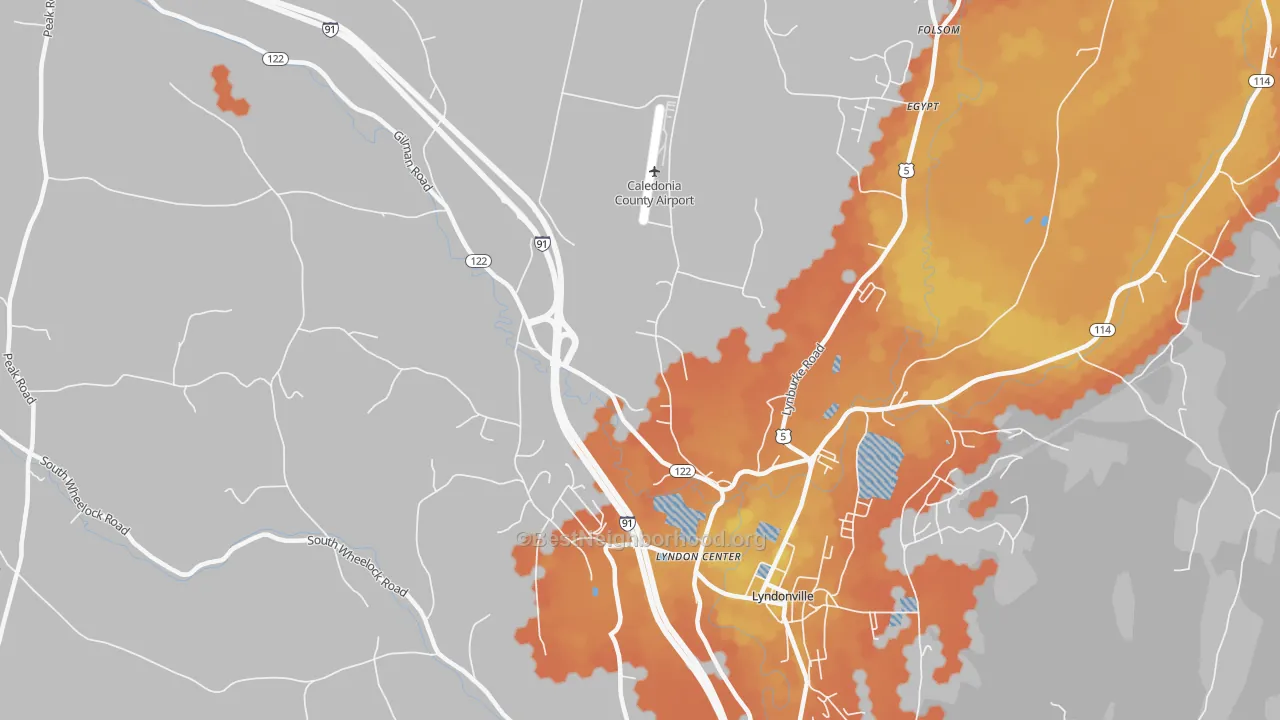 Bike Grade map of Lyndon Center, VT