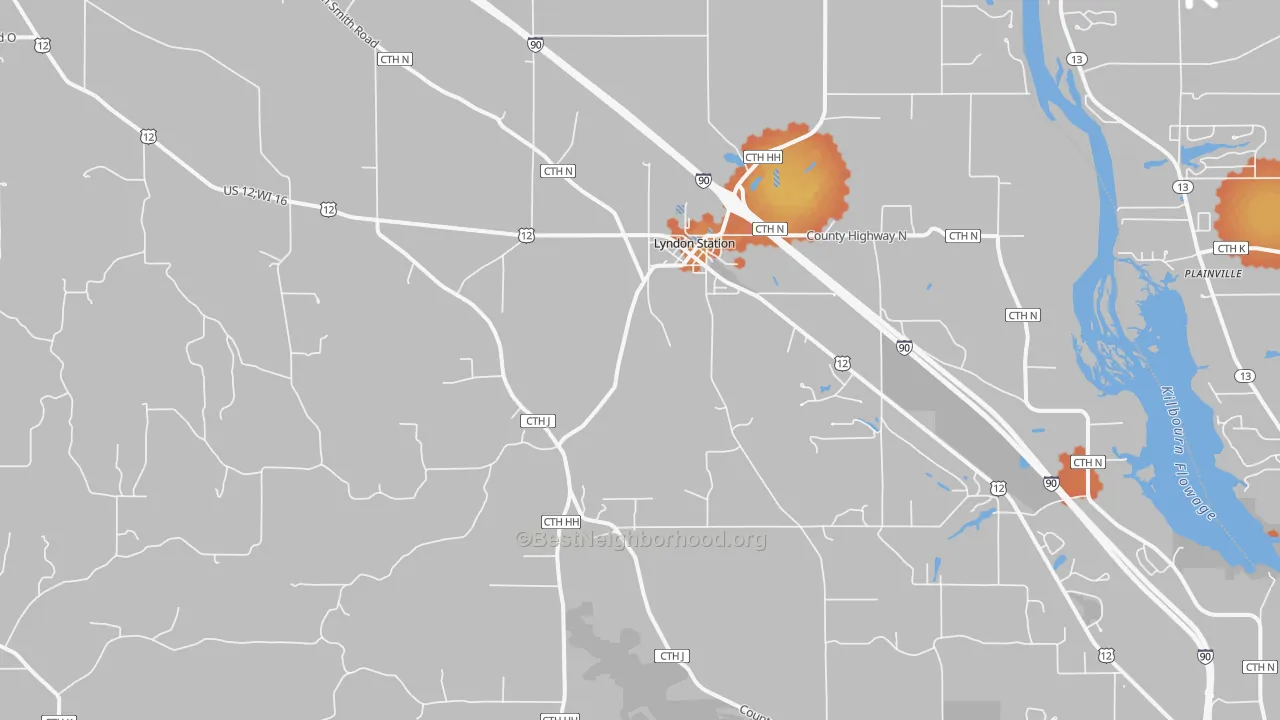 Bike Grade map of Lyndon Station, WI