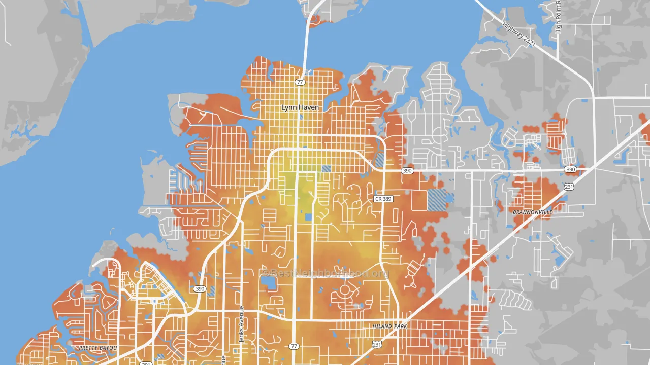Bike Grade map of Lynn Haven, FL