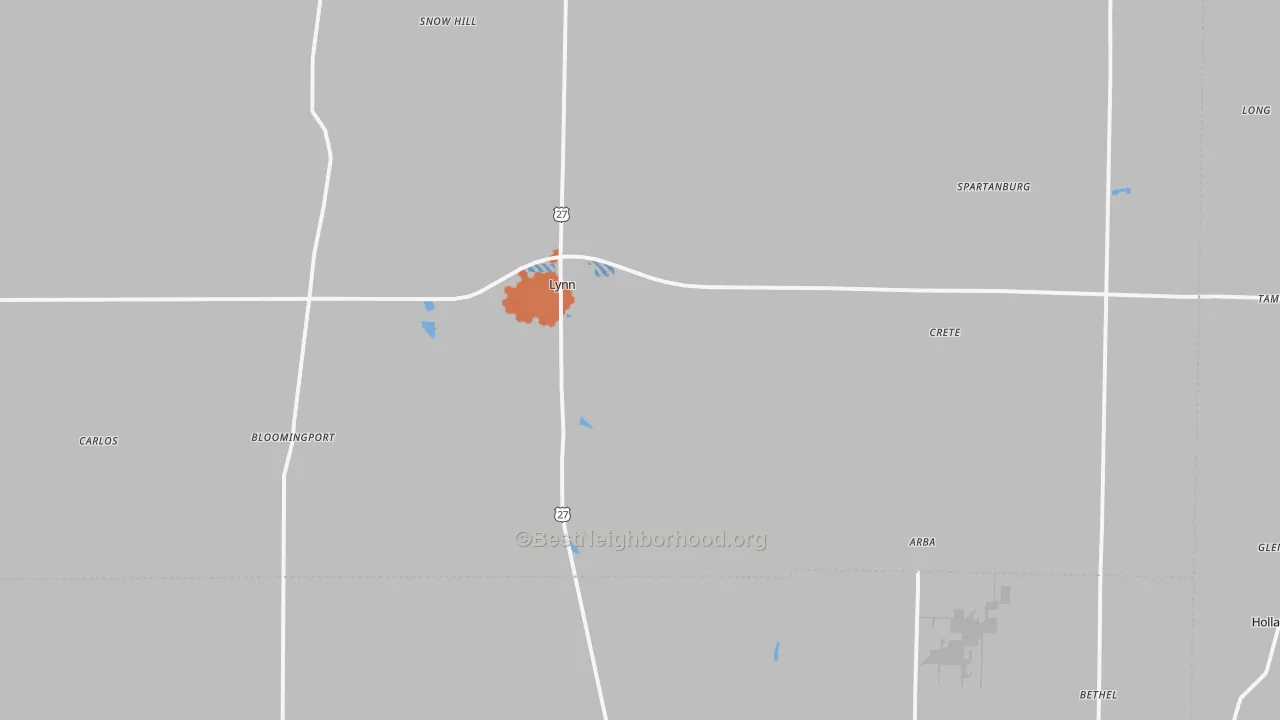 Bike Grade map of Lynn, IN