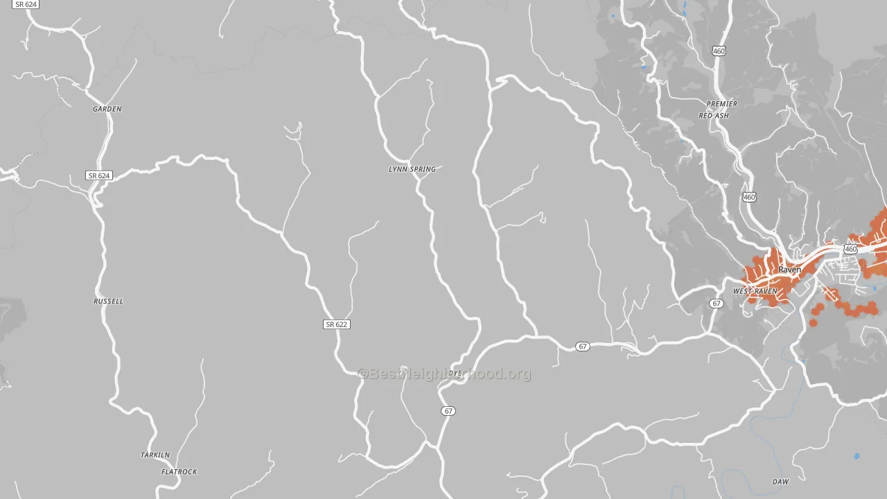 Bike Grade map of Lynn Spring, VA