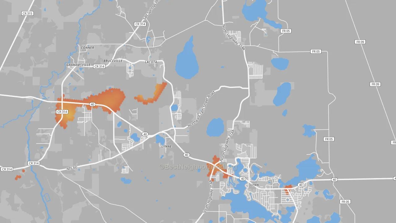 Bike Grade map of Lynne, FL