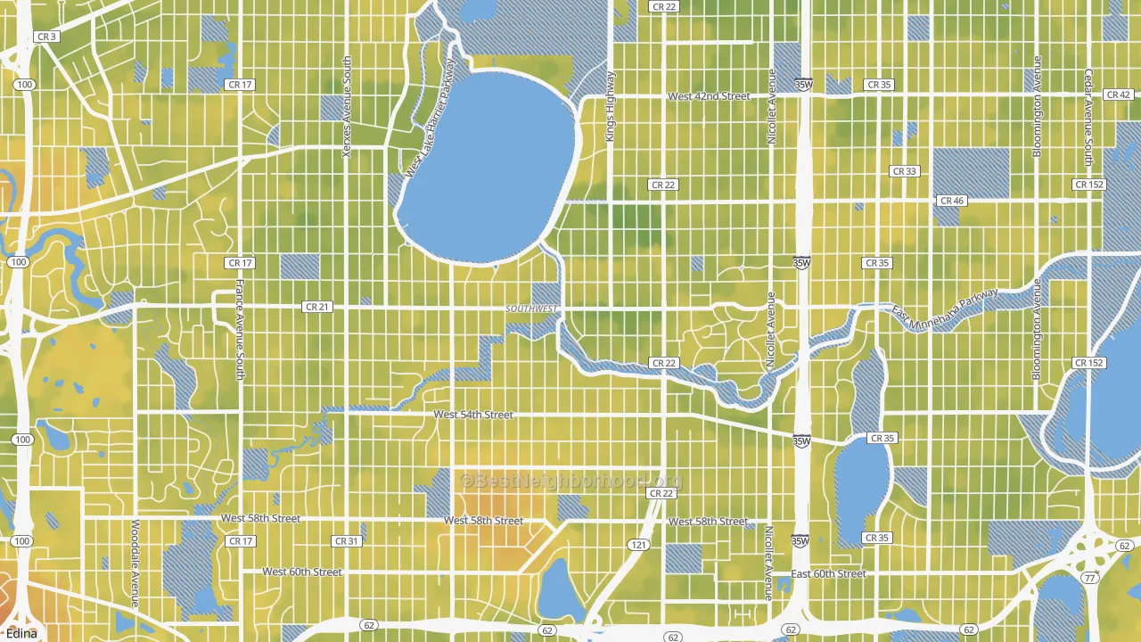 Bike Grade map of Lynnhurst, Minneapolis, MN