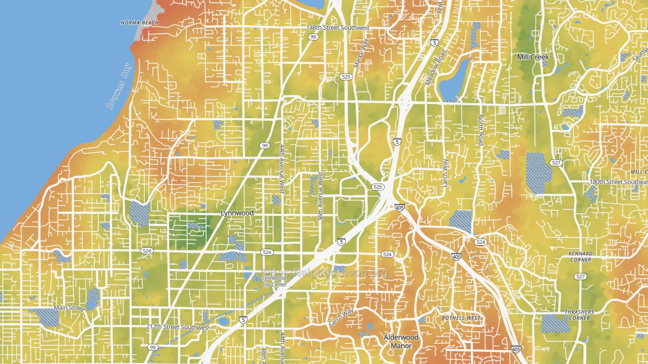 Bike Grade map of Lynnwood, WA