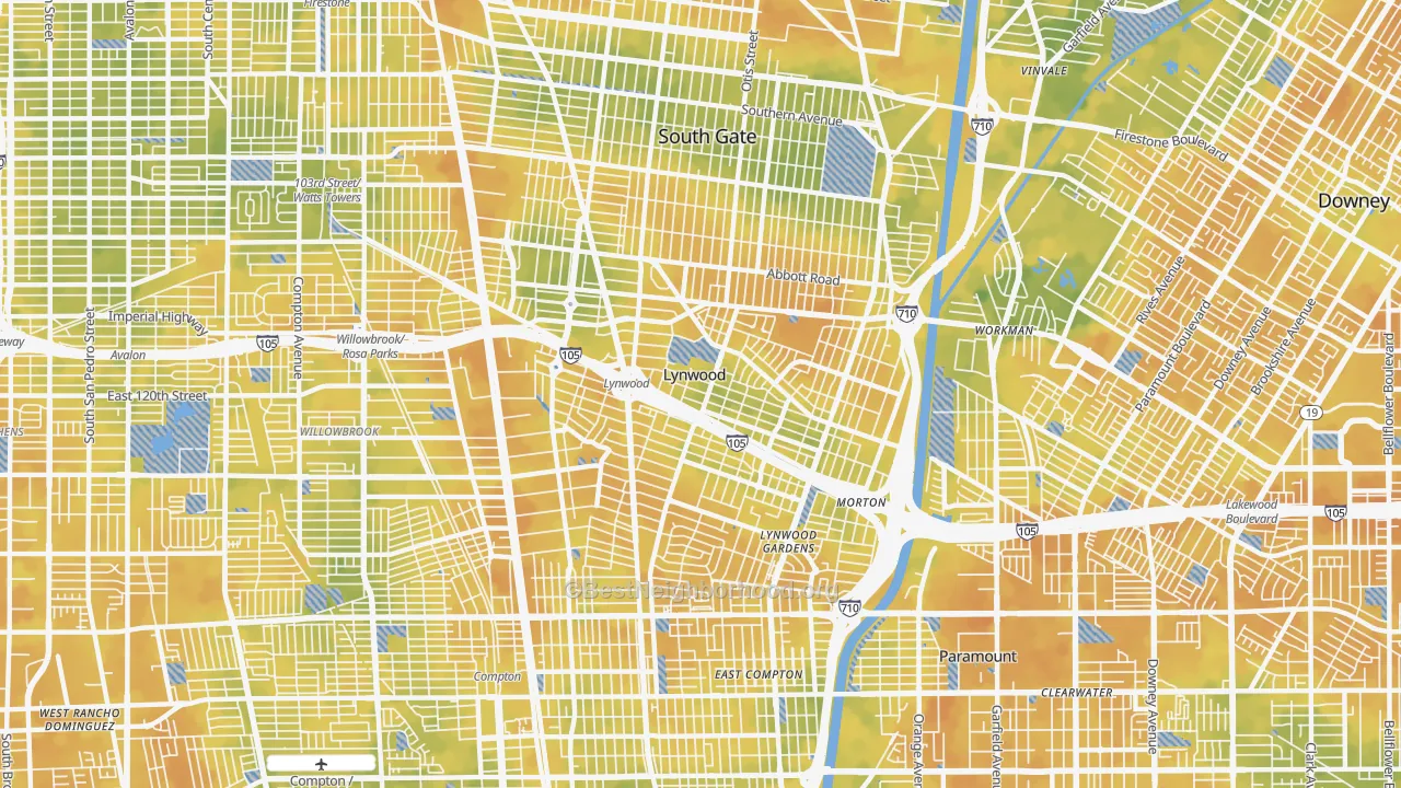 Bike Grade map of Lynwood, CA