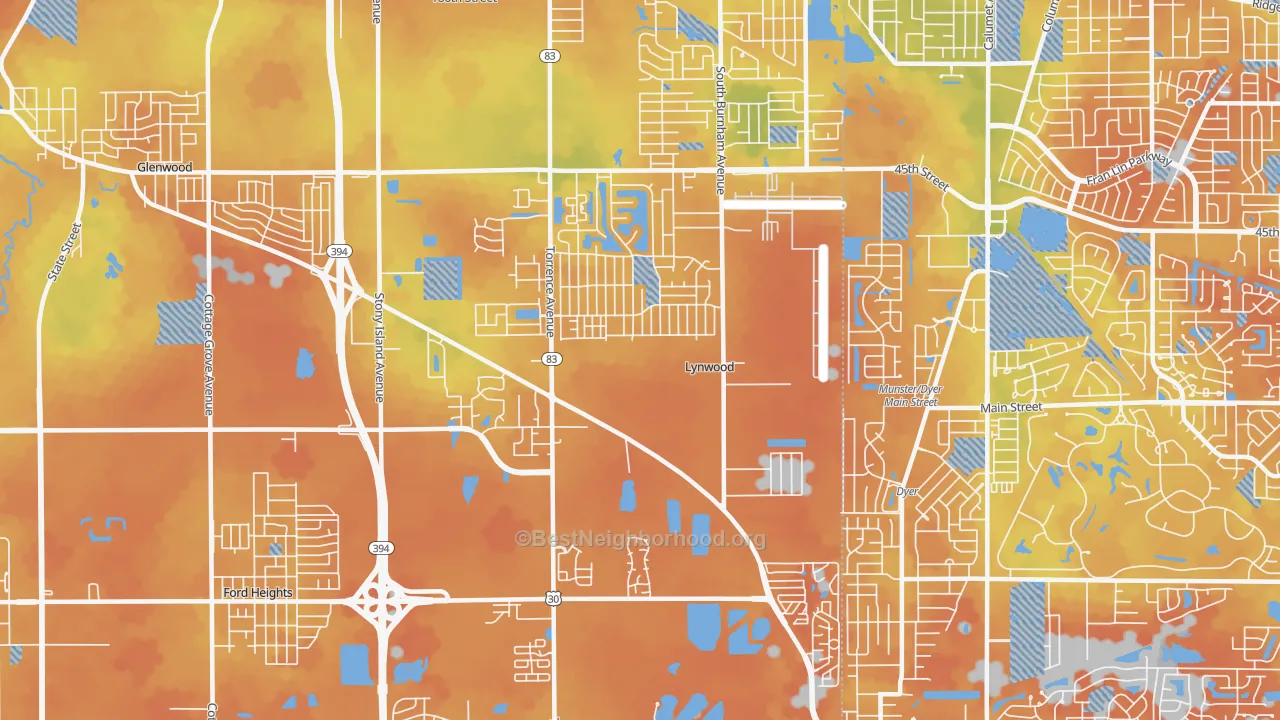 Bike Grade map of Lynwood, IL