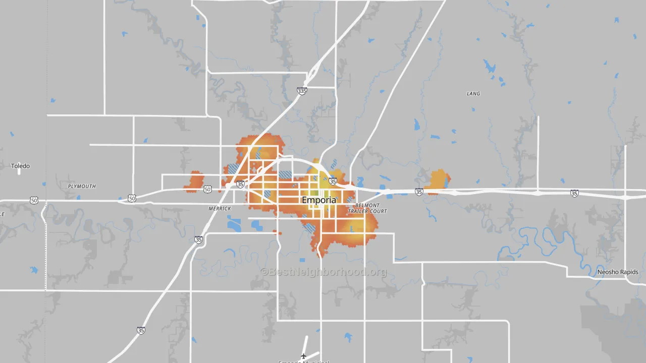 Bike Grade map of Lyon County, KS
