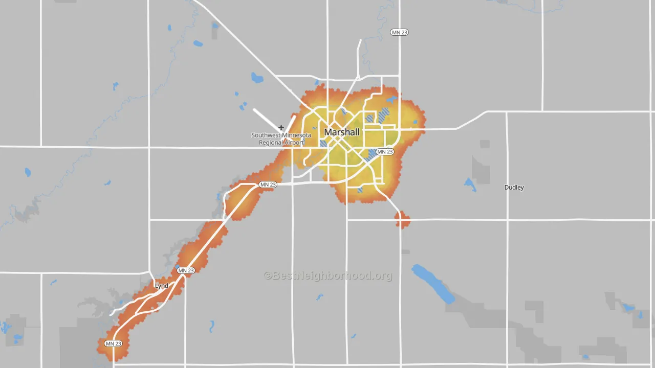 Bike Grade map of Lyon County, MN