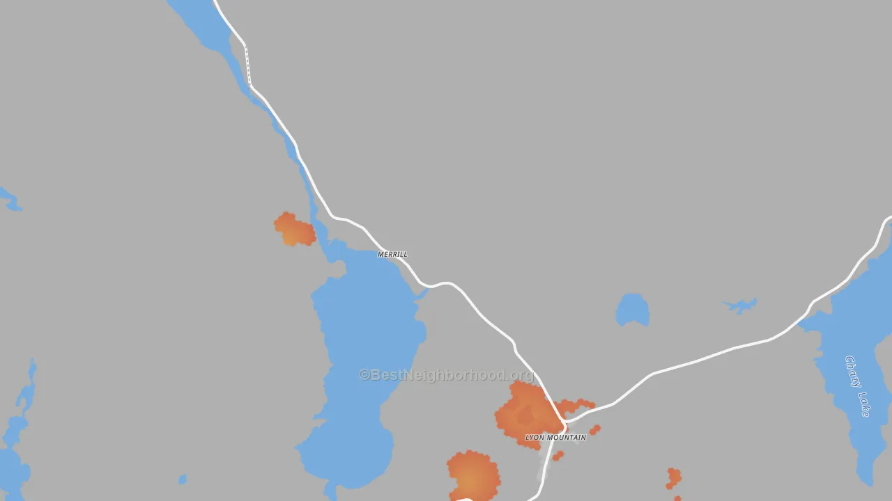 Bike Grade map of Lyon Mountain, NY