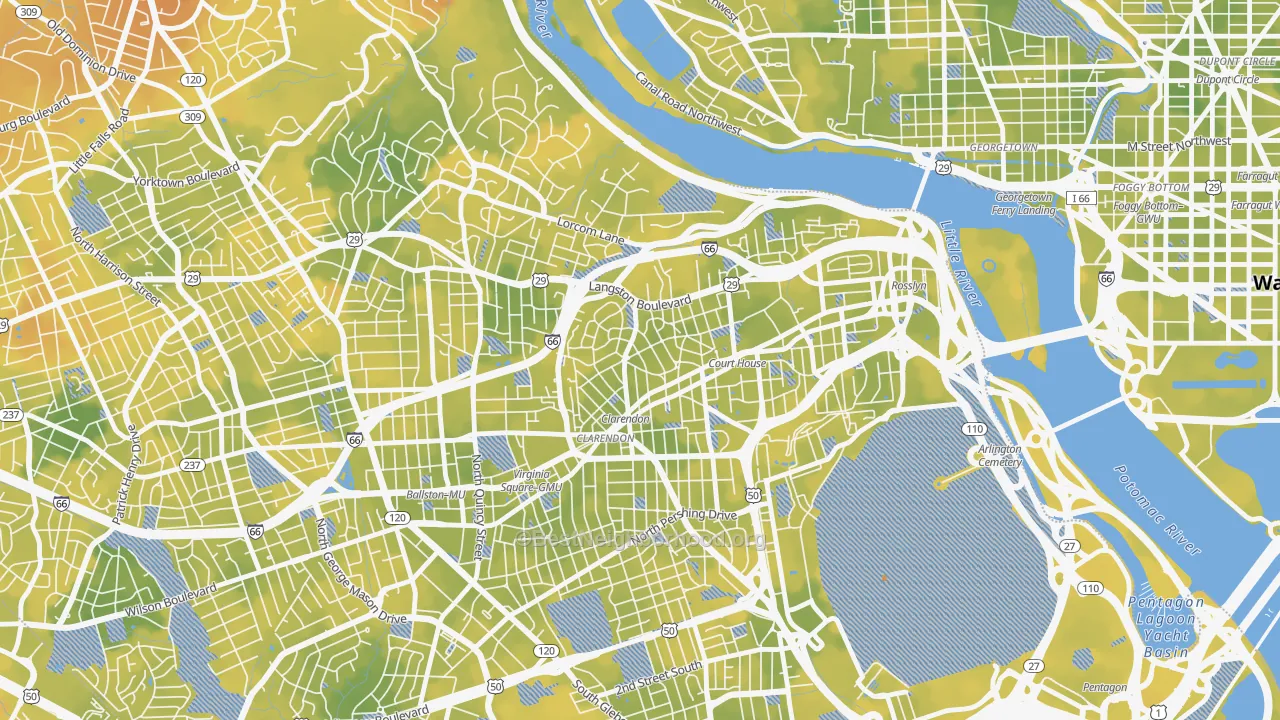 Bike Grade map of Lyon Village, Arlington, VA