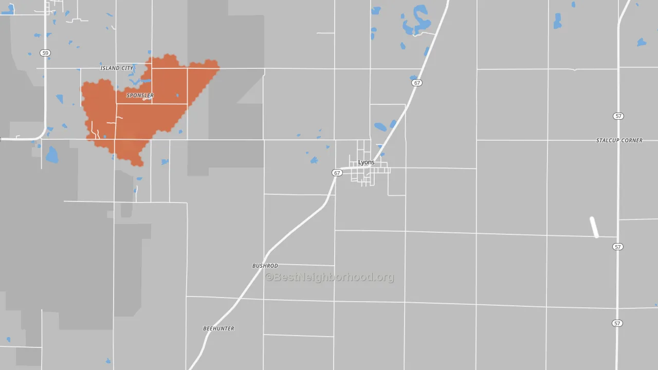 Bike Grade map of Lyons, IN