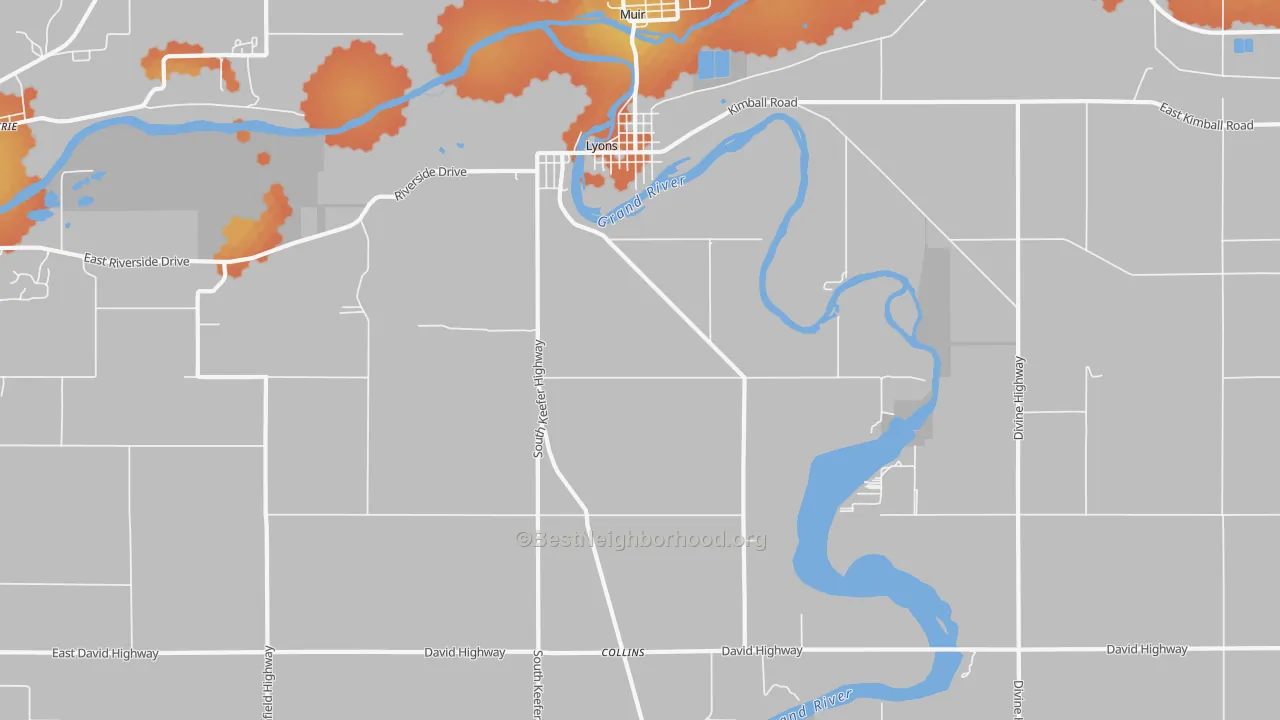 Bike Grade map of Lyons, MI