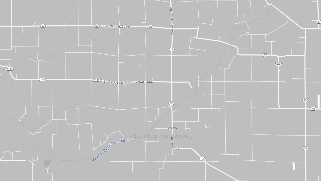 Bike Grade map of Lyons Point, LA