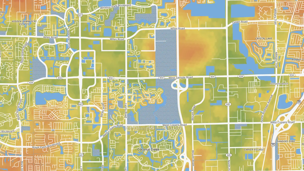 Bike Grade map of Lyons Tradewinds Park, Coconut Creek, FL