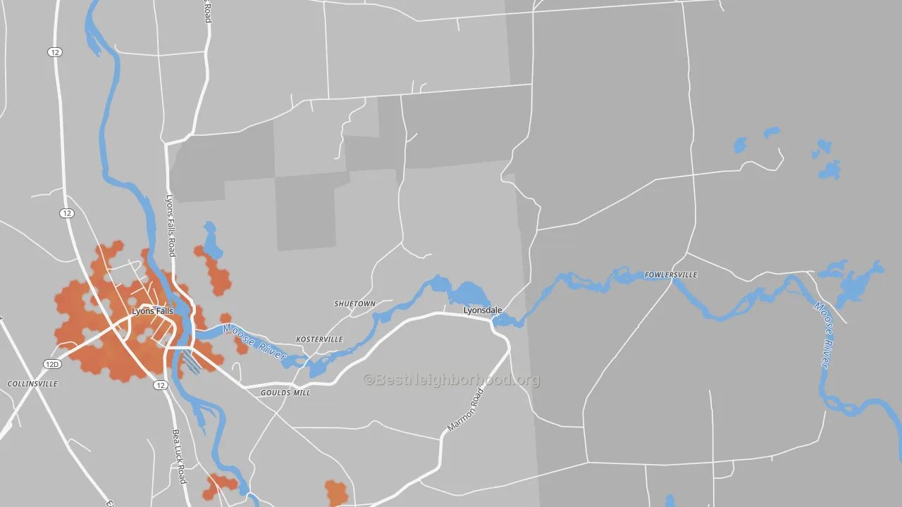 Bike Grade map of Lyonsdale, NY