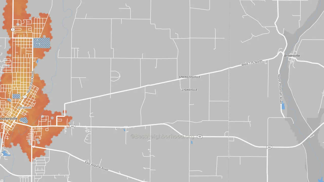 Bike Grade map of Lyonsville, IN